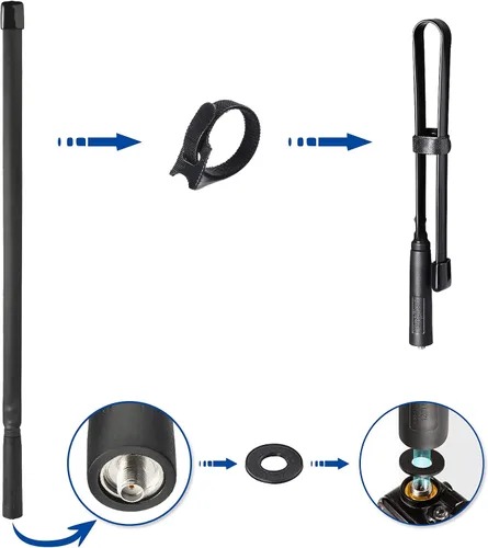 Vista 3 de Bingfu Antena de radio de doble banda VHF UHF 136-520MHz 18.5 pulgadas plegable CS táctica SMA hembra jamón antena de radio para Kenwood Wouxun