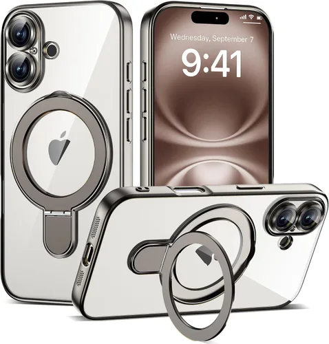 Vista 161 de Funda compatible con iPhone 12 con soporte de anillo magnético invisible [compatible con Mag-Safe] [Protector completo de lente de cámara] Funda