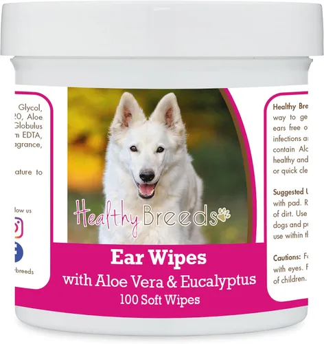 Vista 108 de Healthy Breeds Affenpinscher Toallitas de limpieza de oídos con aloe y eucalipto para perros, 100