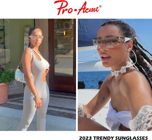 Vista 5 de Pro Acme Gafas de sol envolventes Y2K sin montura para mujeres y hombres, gafas de sol futuristas de moda de gran tamaño, sombra fresca 2000S