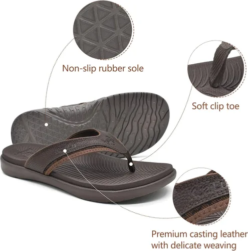 Vista 2 de KuaiLu Sandalias deportivas para hombre, cómodas, ortopédicas, con soporte de arco para fascitis plantar, para exteriores, verano, playa, talla 7 15