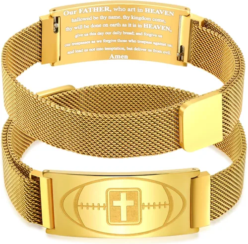 Vista 9 de Regalos de graduación, pulsera de fútbol, fútbol, baloncesto, béisbol, regalos de pulsera, pulseras de cruz de fe para hombres, bautismo, primera