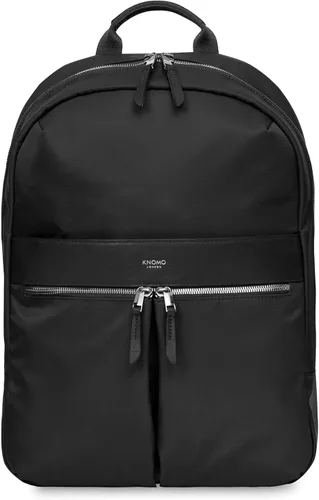 Vista 9 de KNOMO Beauchamp - Mochila para computadora portátil de 14 pulgadas para mujer, mochila para trabajo, universidad, viaje, negro, cremallera dorada