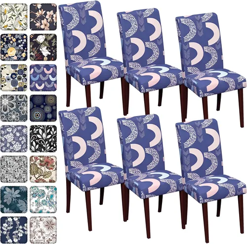 Vista 97 de Fundas para sillas de comedor CoSofSLIP, juego de 2, fundas estampadas elásticas antideslizantes, fundas extraíbles y lavables para sillas