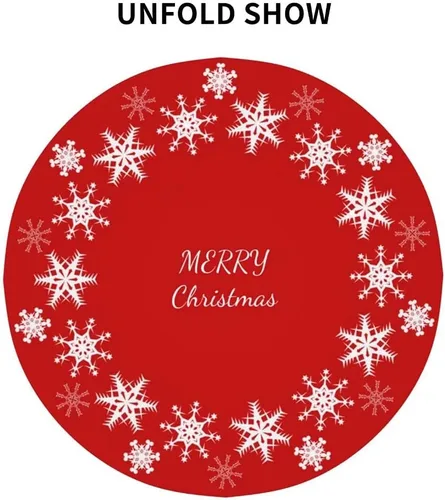 Vista 5 de Mantel redondo de Navidad con diseño de copos de nieve de Navidad para cocina, comedor, decoración de mesa de poliéster lavable para mesa de bufé