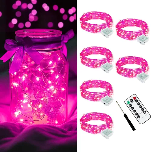 Vista 43 de AIKEI Paquete de 12 luces LED de hadas que funcionan con pilas, guirnaldas de luces impermeables de 7 pies, 20 luces LED de luciérnagas estrelladas