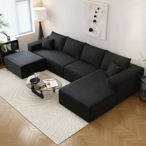 Vista 17 de Sofá seccional Cloud de 107.5 pulgadas con diván en forma de L, sofá modular moderno con asiento profundo, sofás tapizados para sala de estar Camello