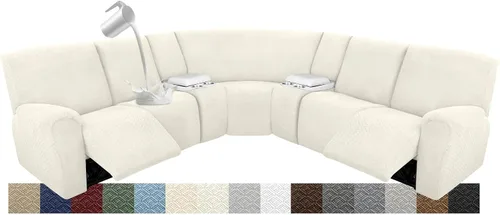 Vista 34 de Fundas para sofá modular reclinable, impermeable, en forma de L, lavable, para sofá reclinable en forma de L, súper elásticas, suaves, para esquinas
