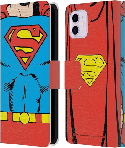 Vista 90 de Head Case Designs Funda de piel con licencia oficial de Superman DC Comics con logotipos negros y rojos compatible con Apple iPhone 11