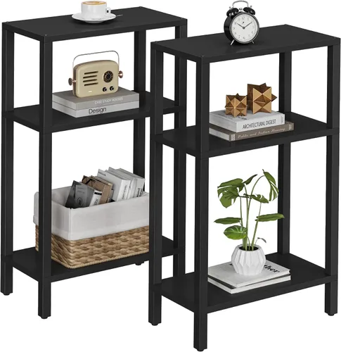 Vista 16 de TUTOTAK Mesa auxiliar pequeña, mesa de extremo estrecho, mesa de sofá delgada, mesita de noche delgada, mesa de sofá, sala de estar, dormitorio Negro