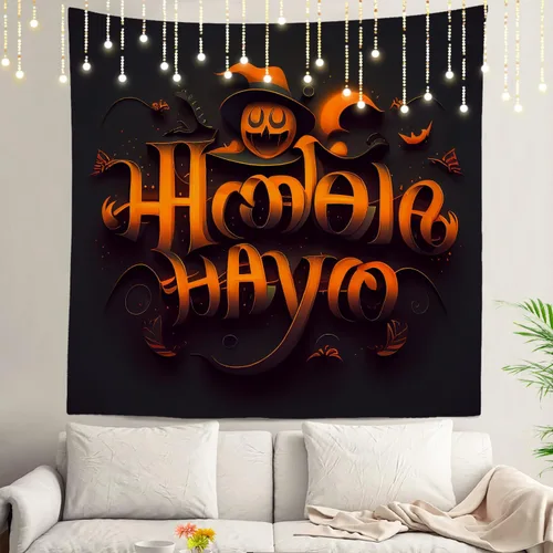 Vista 90 de Shrahala Modern Abstract Artwork Wall Tapestry, Orange Black Beige Wall Hanging Large Tapestry Decoration Polyester Fiber White Hem Around for Dorm