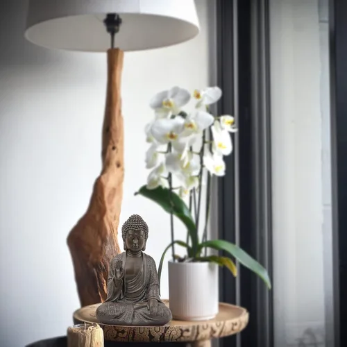 Vista 7 de Leekung Estatua de Buda para Decoración del Hogar, Estatua de Buda Decoración Zen, Decoración de Buda de Meditación Marrón 7 Pulgadas Marrón Oscuro