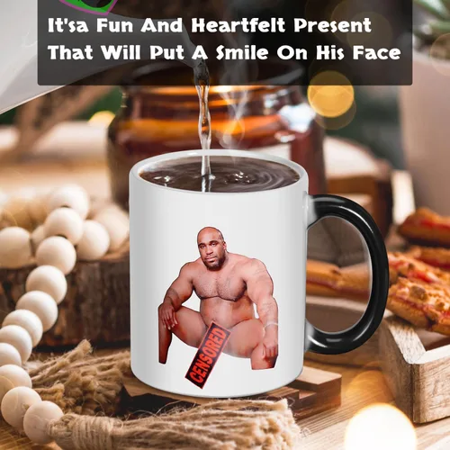 Vista 5 de Regalos divertidos para hombres, taza de café de madera de Barry, mensaje aparece mientras se calienta, regalos de elefante blanco para adultos