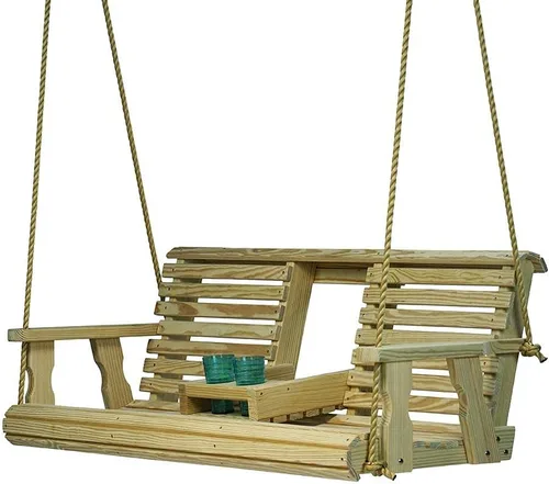 Vista 6 de Porchgate Amish - Columpio de porche tratado para consola de 800 libras con cuerdas para colgar (mancha de cedro)