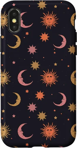 Vista 5 de Funda para iPhone 16 Whimsigoth Aesthetic Hippie Celestial Vintage Half Moon Sun