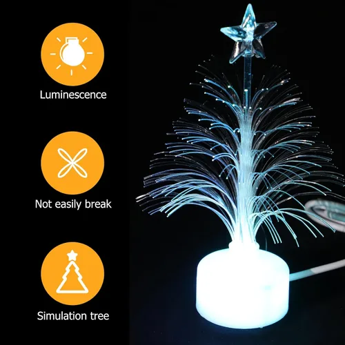 Vista 5 de Árbol de Navidad USB de fibra óptica con cambio de color para mesa de fiesta de Navidad