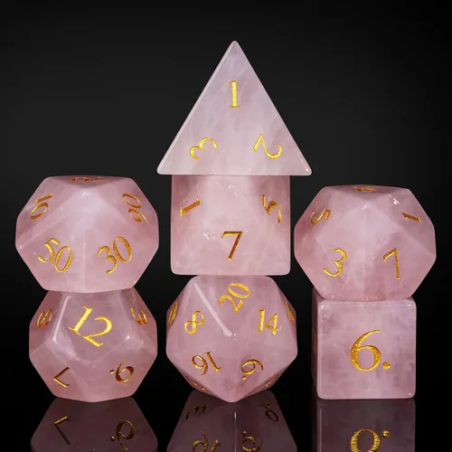 Vista 13 de UDIXI Juego de dados de piedras preciosas de amatista, dados DND de piedra de cristal D&D con estuche de regalo para juegos de rol y juegos de mesa