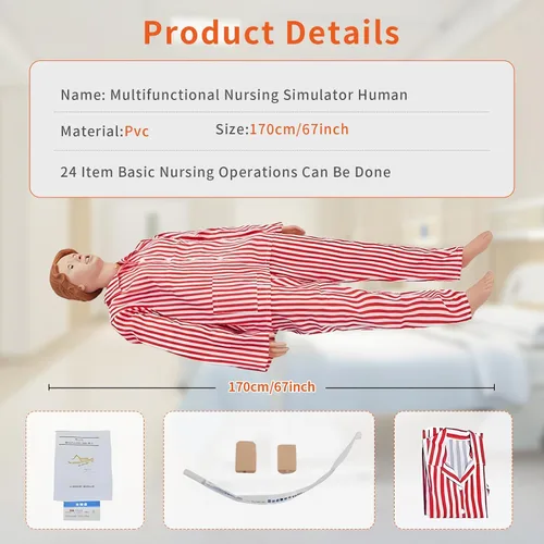 Vista 2 de Modelo anatómico de cuerpo completo para mujer adulta, maniquí de entrenamiento de enfermería de 67 pulgadas para entrenamiento de habilidades