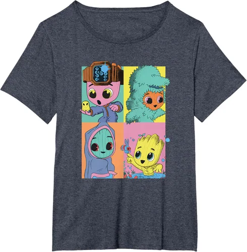 Vista 32 de Marvel I Am Groot Pop Art Costumes Box Up Camiseta, Negro
