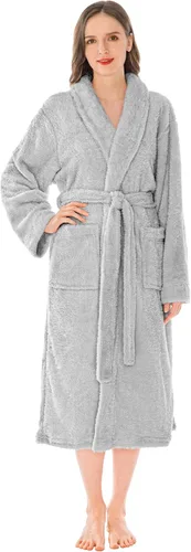 Vista 6 de PAVILIA - Bata de baño para mujer de suave tejido polar, mullida y cálida