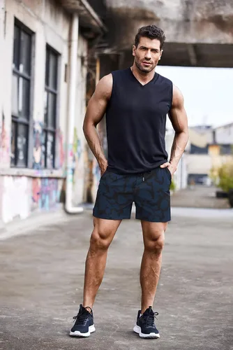 Vista 6 de COOFANDY Pantalones cortos deportivos para correr para hombre de 5 pulgadas, paquete de 2 pantalones cortos de entrenamiento para gimnasio