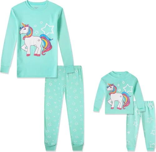 Vista 2 de Babyroom Pijamas a juego para niñas, pijamas de muñeca para niños pequeños, ropa de dormir de algodón para Navidad