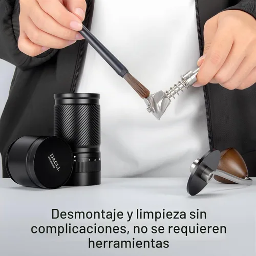 Vista 5 de Molinillo de café manual con ajuste numérico externo ajustable, capacidad 1.06 oz con rebabas cónicas de acero inoxidable CNC (negro)