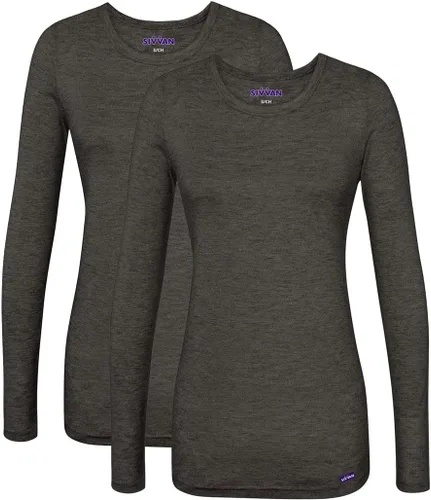 Vista 15 de Sivvan Scrubs for Women - Long Sleeve Comfort Underscrub Tee 2-Pack Negro
