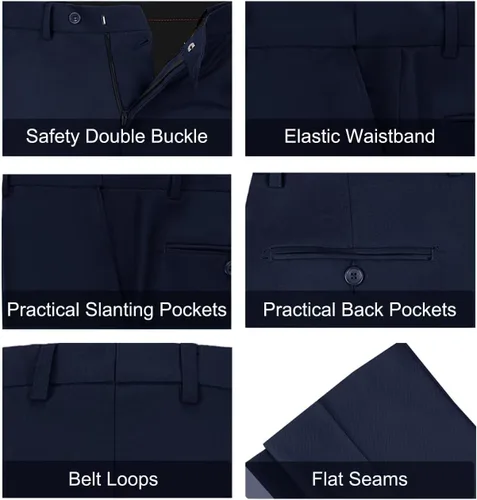 Vista 6 de Lynerun Mens Slim Fit 2 Piece Suit Two Button Notched Lapel Solid Suit Jacket Pants Set Tuxedo for Prom