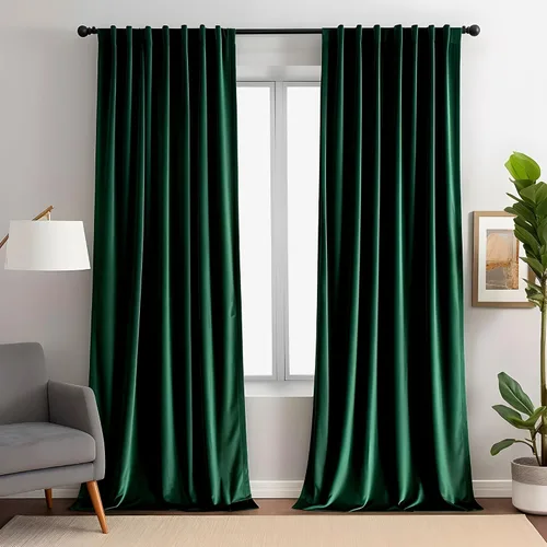 Vista 12 de Cortinas opacas de terciopelo negro para sala de estar, 52 pulgadas de ancho x 63 pulgadas de largo, cortinas opacas de lujo para dormitorio