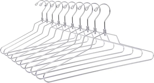 Vista 11 de Perchas de metal de calidad, gancho giratorio, acero inoxidable, resistente, ropa de alambre, 10 estándar, 17 pulgadas