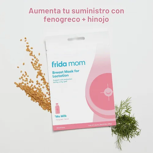 Vista 3 de Frida Mom Máscara de pecho para lactancia: fabricada con fenogreco + hinojo para aumentar el suministro de leche, 2 máscaras de hoja, sin fragancias