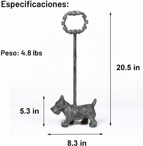 Vista 5 de Tope de Puerta de Hierro Fundido con Manija, Tope de Puerta de Metal Resistente para Perros de 4.88 Libras, Azul Desgastado..
