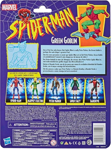 Vista 3 de Hasbro Marvel Legends Series - Figura de acción coleccionable de 6 pulgadas de Spider-Man, traje de Duende Verde, colección retro