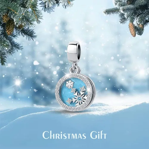 Vista 2 de QeenseKc Colgante con forma de copo de nieve para pulsera Pandora