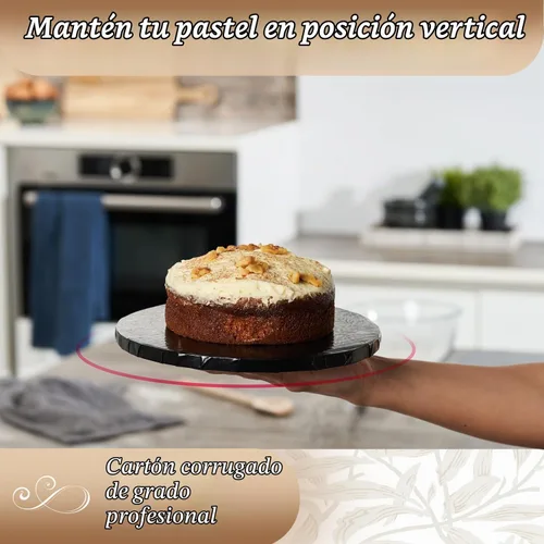 Vista 7 de Cakebon Tablas redondas para tartas – Tambores resistentes de 1/2 pulgada de grosor – Base profesional de 8 pulgadas para bordes totalmente