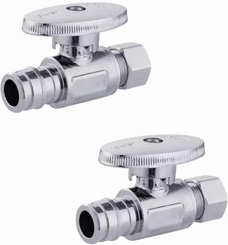 Vista 11 de EFIELD Pex-a Válvula de tope de ángulo de giro de 1/4 de 3/8 pulgadas de diámetro exterior de compresión x expansión de 1/2 pulgada (F1960) latón