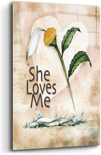 Vista 2 de Epic Art 'She Loves Me' de Ed Wargo, arte de pared de vidrio acrílico, 12 x 16 pulgadas