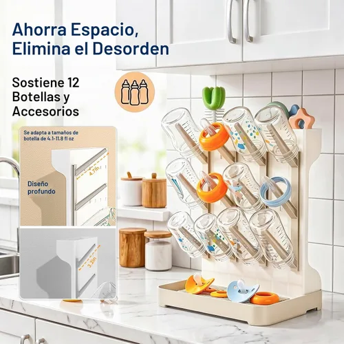 Vista 2 de GoMaihe Estante de Secado para Biberones: Soporte Vertical para Secador de Biberones que Ahorra Espacio - Soporte de Almacenamiento de Accesorios