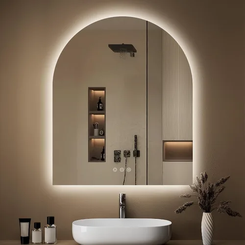 Vista 27 de Espejo de baño con iluminación LED arqueada de 24 x 30 pulgadas con luces