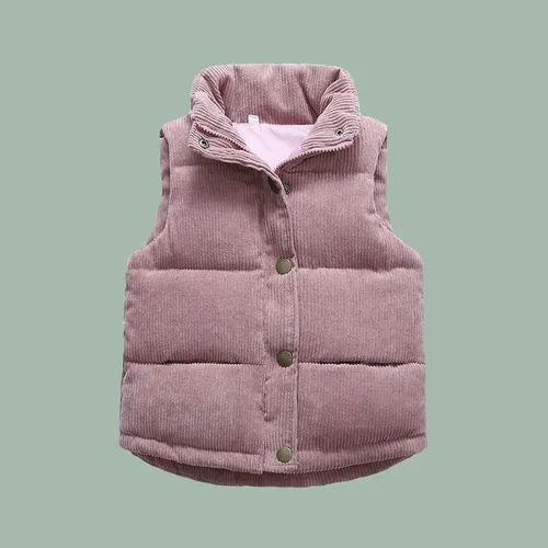 Vista 2 de Chaleco de Navidad para niñas pequeñas, chaleco de forro polar mullido sin mangas, con bolsillos, ropa exterior