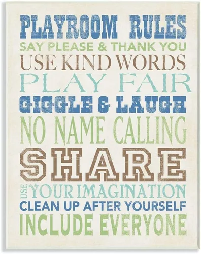 Vista 11 de The Kids Room by Stupell Playroom Rules Use Kind Words Placa de pared rectangular