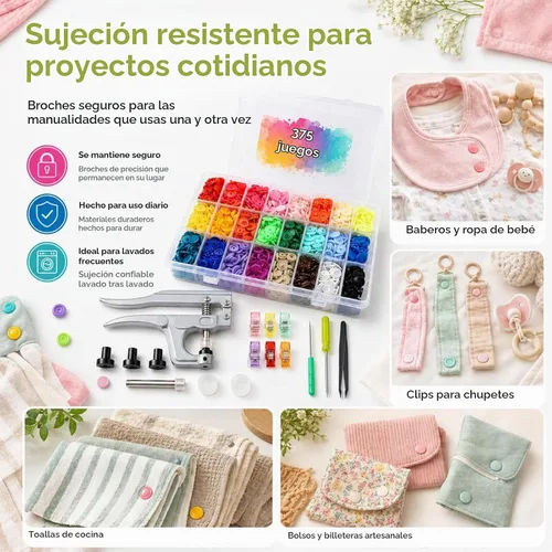 Vista 7 de LIHAO Snaps y conjuntos de Snap Juego de alicates, 375 T5 botones de plástico para costura y manualidades.