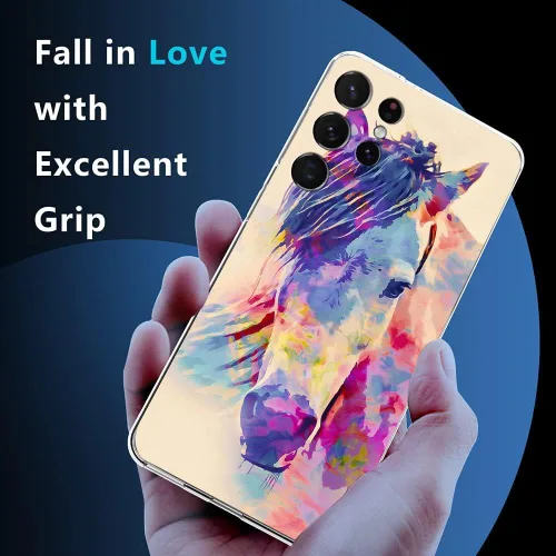 Vista 2 de Funda compatible con Samsung Galaxy S22 Ultra, colorida funda estética de caballo suave TPU a la moda, delgada, a prueba de golpes, fundas Caballo