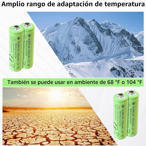 Vista 5 de Baterías recargables AA, baterías AA Ni-MH de 1.2 V 1200 mAh, paquete de 12