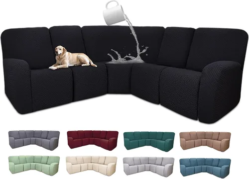 Vista 100 de Fundas de sofá reclinable seccional 100% impermeables para sofá reclinable en forma de L, funda de sofá modular de esquina en forma de L, fundas