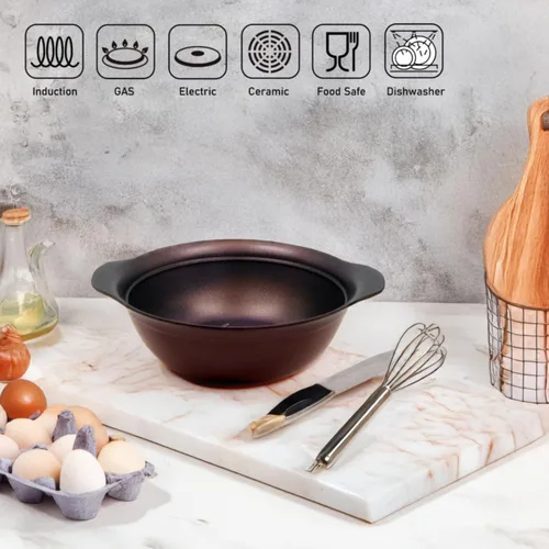 Vista 3 de TECHEF - Colección Art Pan, Olla de sopa con tapa de cristal, fabricada en Corea (2 cuartos de galón) Morado