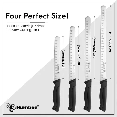 Vista 7 de Cuchillo de chef de 8 pulgadas con borde Granton para rebanar jamón y carne de pavo Certificado NSF Hoja de acero inoxidable alemán Mango
