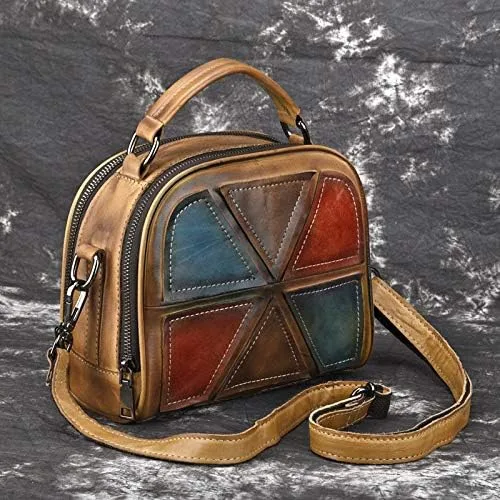 Vista 3 de Bolso de hombro pequeño de cuero genuino para mujer - Bolso vintage
