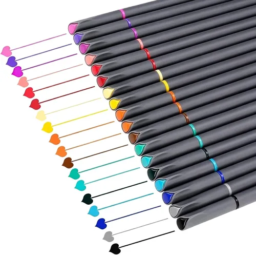 Vista 6 de iBayam Bolígrafos de tinta negra de 0.015 in, bolígrafos de escritura suave de punta fina para adultos, paquete de 18 unidades, planificador de Negro